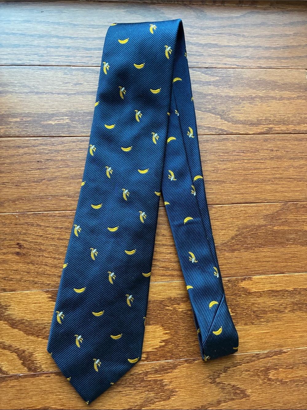 RARE Brooks Brothers Navy Silk Tie with Yellow Banana Motif